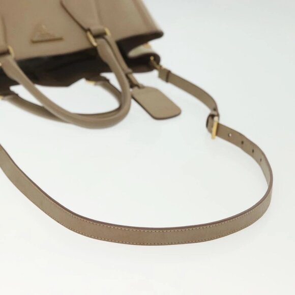 PRADA Hand Bag Safiano Leather 2way Beige Gold Auth - Picture 6 of 15